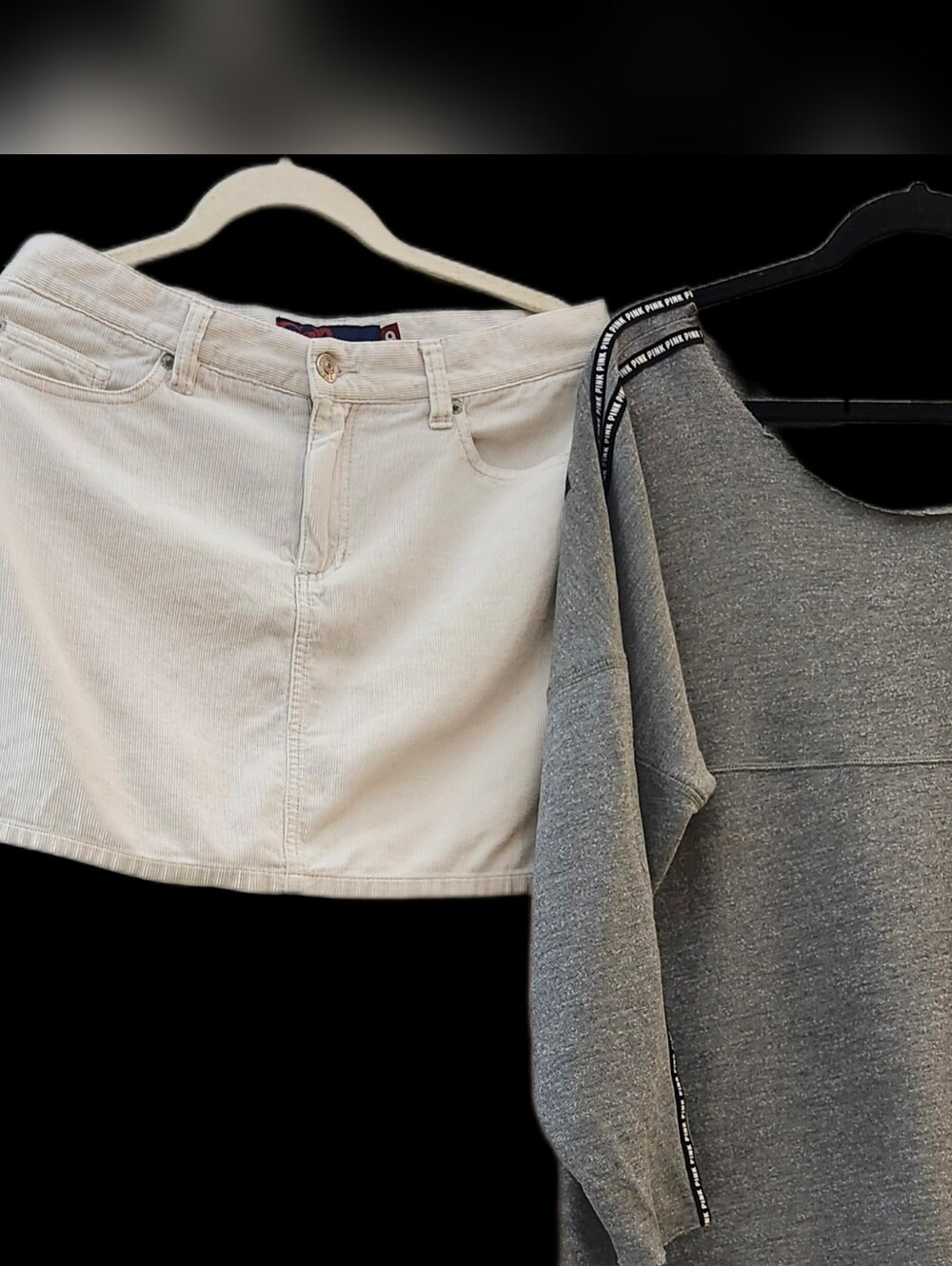 Women's Gray Pullover Sweatshirt & Cream Skirt, Bundle
